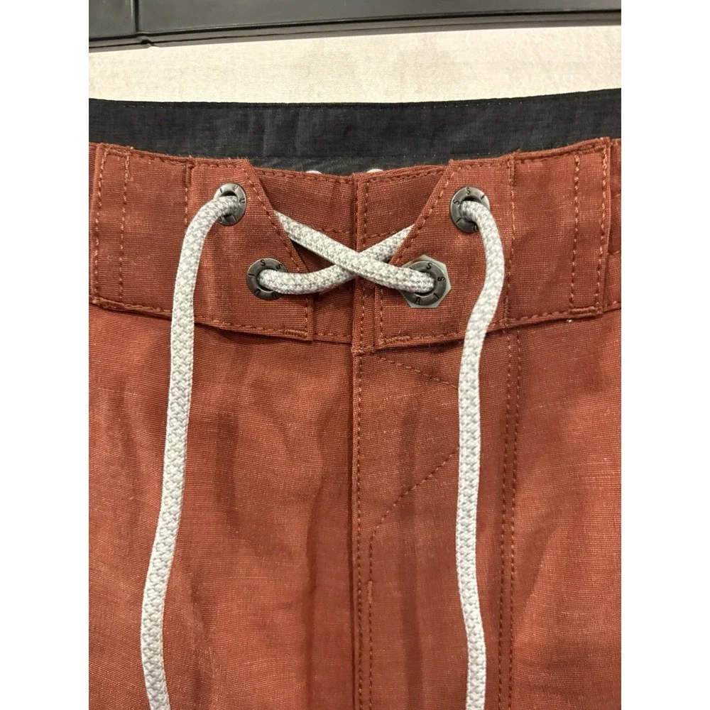BRAND NEW VISSLA STOKE'EM 17.5 BOARD SHORTS MENS 34 BURNT ORANGE HEMP SWIM TRUNK